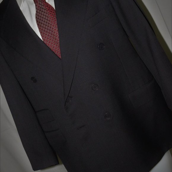 Ralph Lauren Purple Label Gray Birdseye 6x2 VTG Double Breasted Sport Coat 44R - Picture 4 of 11